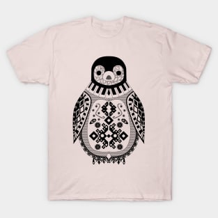 cute and classy black penguin in ecopop pattern T-Shirt